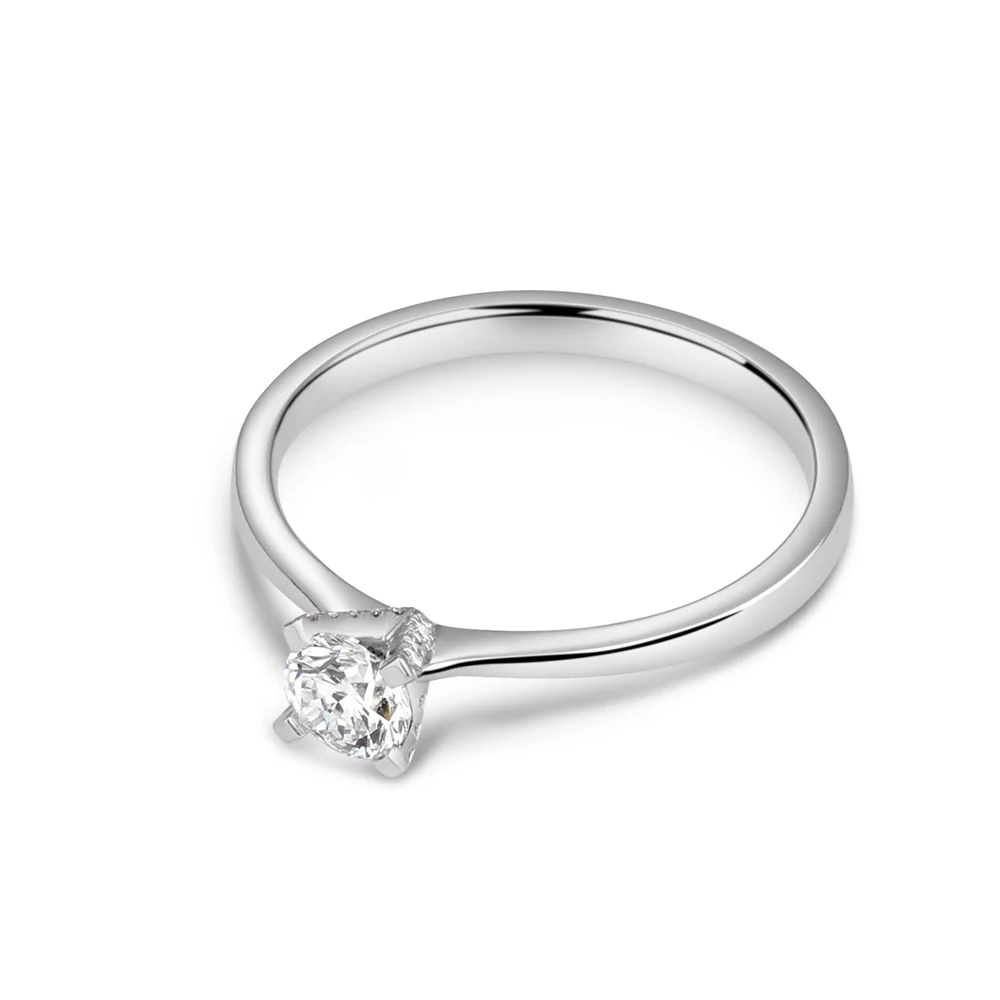 Sterling Silver Solitaire Lab Grown Diamond Ring 0.35ct Size O - Image 5