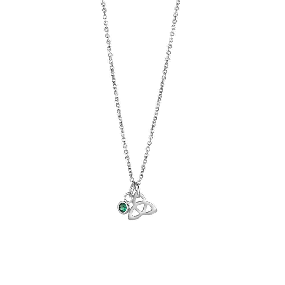 Trinity Knot Pendant with Green Stone - Image 4