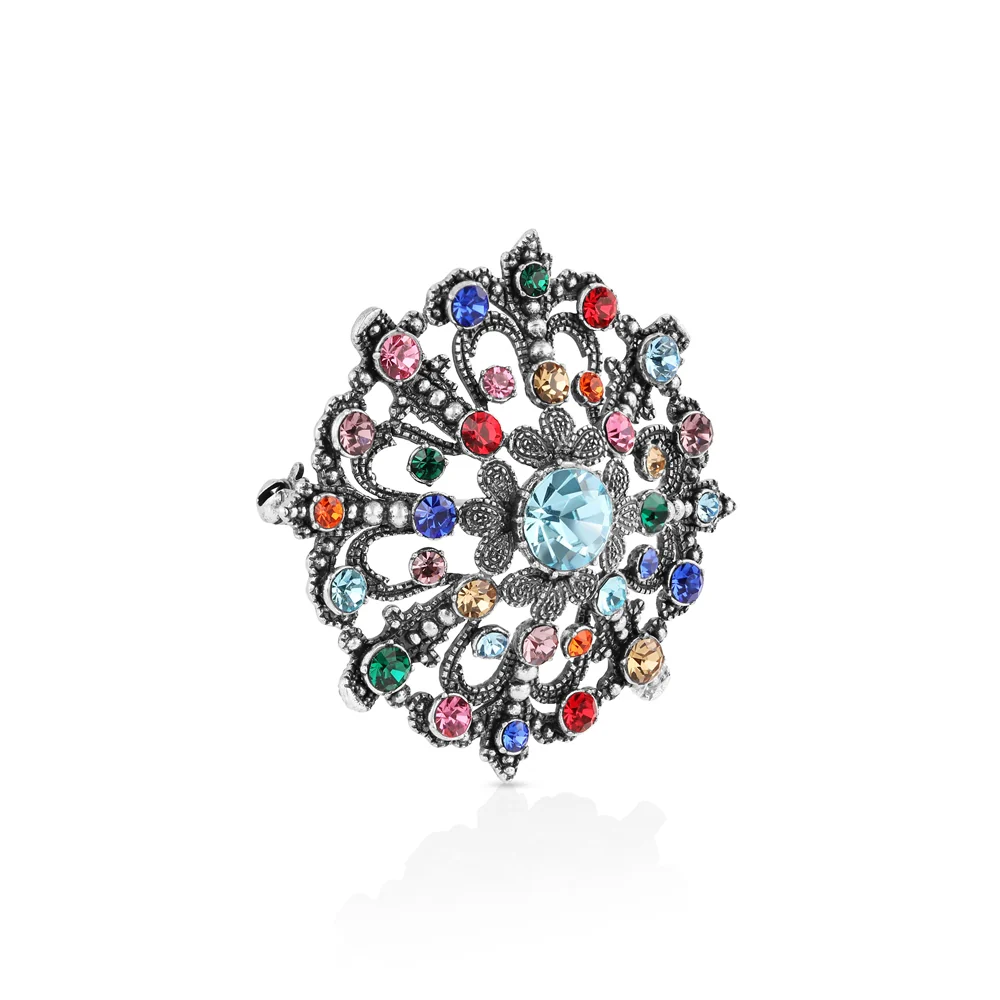 Vintage Brooch with Coloured Stones - Image 3